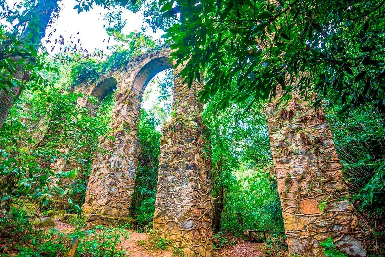 The 19th-century aqueduct ruins on the Historic Circuit (T1), Ilha Grande